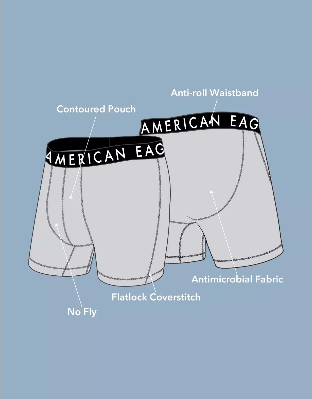 Aeo AEO Men's Solid 6" Flex Boxer Brief 3-Pack