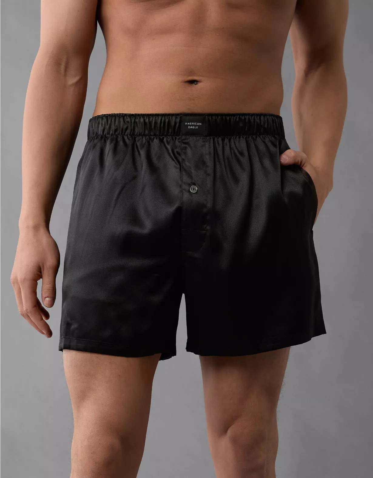 aeo AEO Men's Solid Satin Pocket Boxer Short