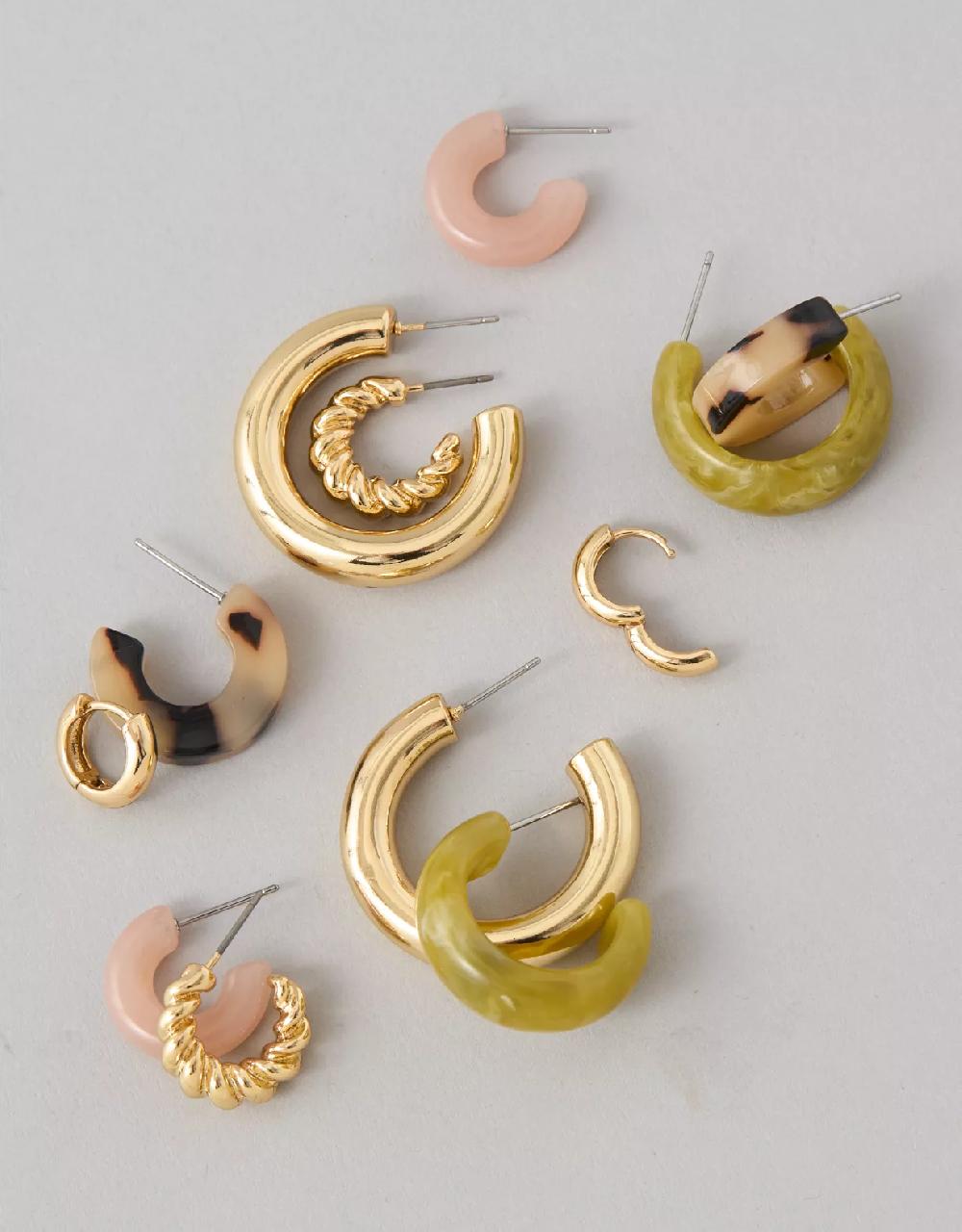 aeo AEO Resin & Gold-Plated Hoop Earrings 6-Pack