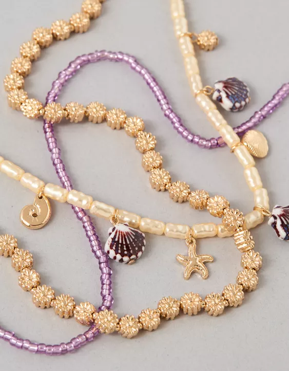 Aeo AEO Shell Charm Necklace 3-Pack