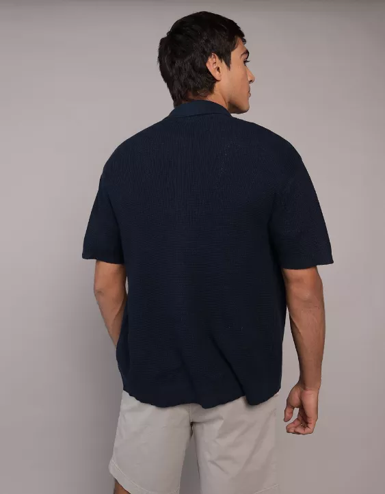 Aeo AEO Waffle Button-Up Polo Shirt