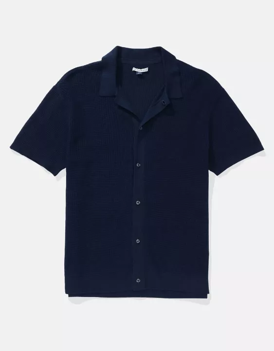 Aeo AEO Waffle Button-Up Polo Shirt