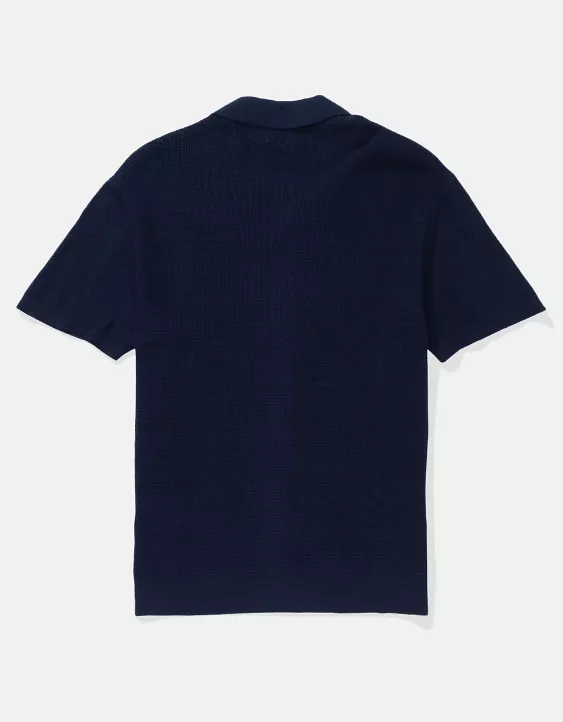 Aeo AEO Waffle Button-Up Polo Shirt