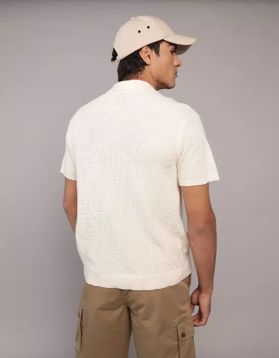 Aeo AEO Waffle Button-Up Polo Shirt