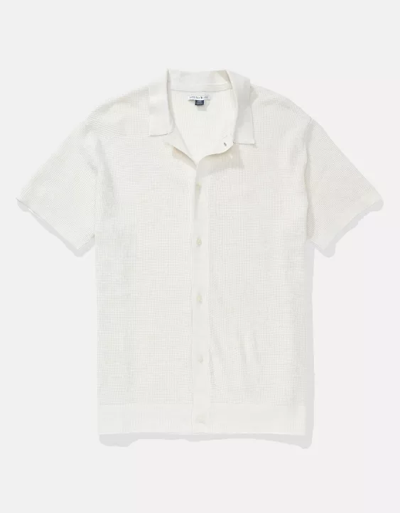 Aeo AEO Waffle Button-Up Polo Shirt