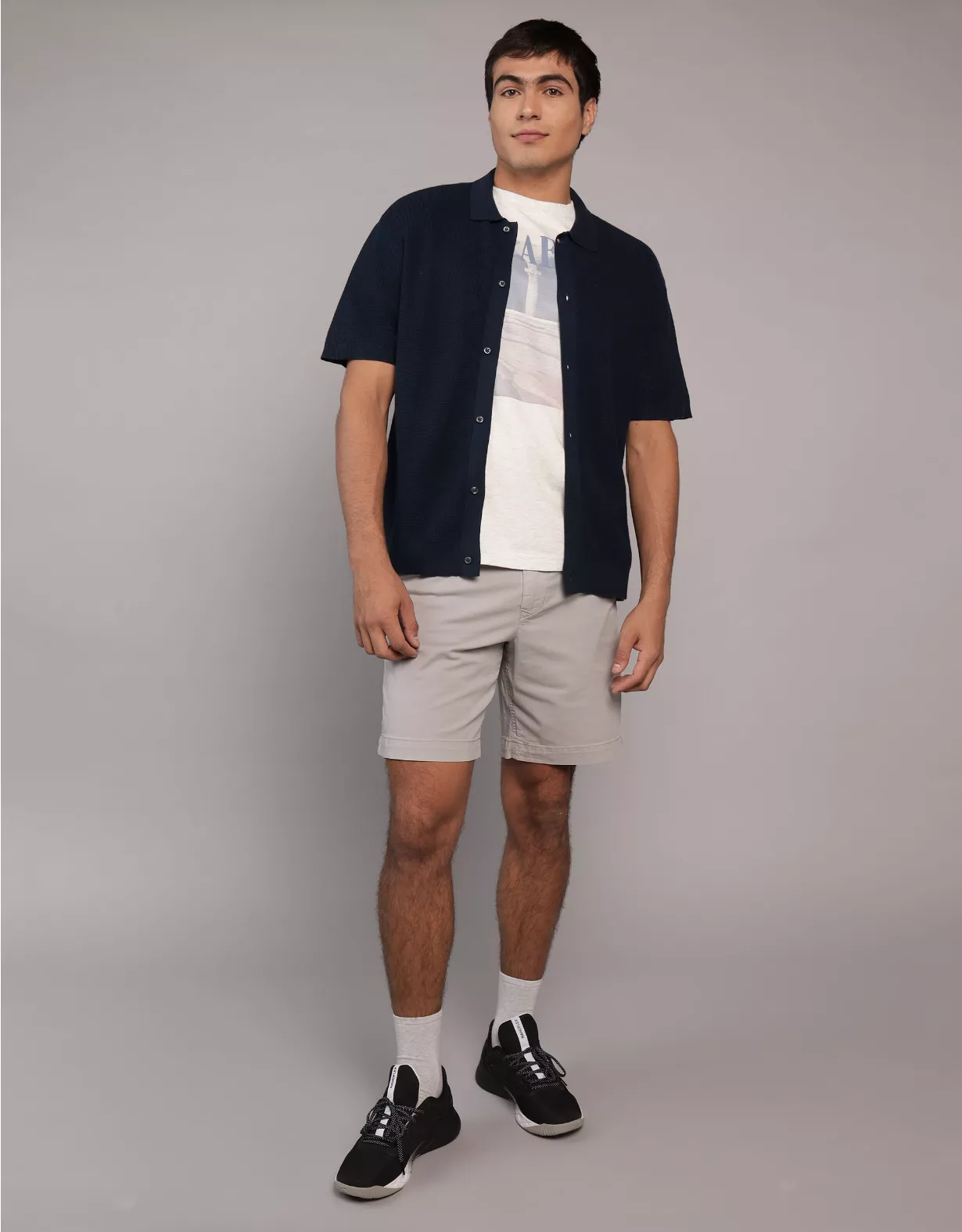 aeo AEO Waffle Button-Up Polo Shirt