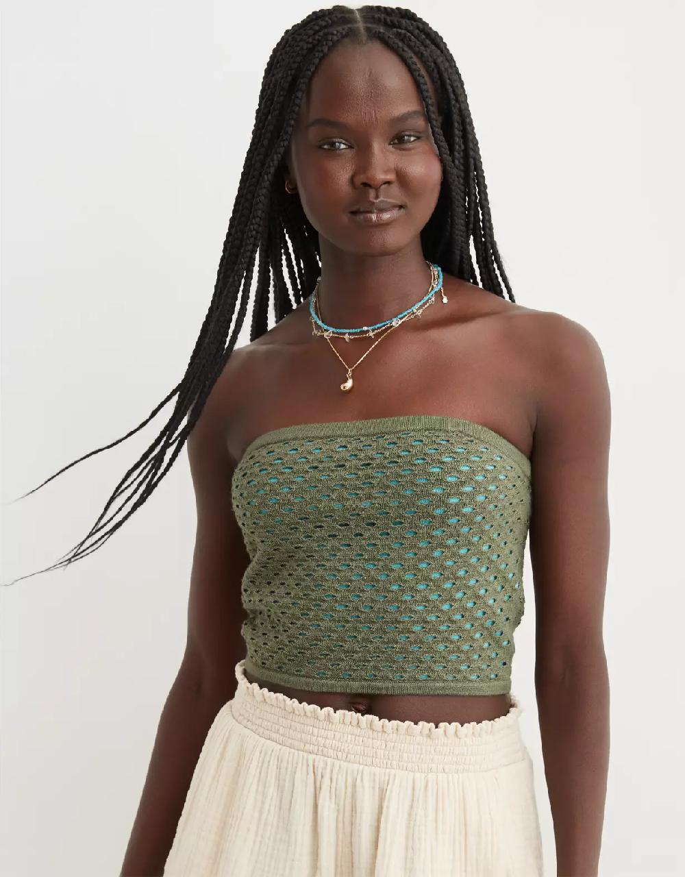 aeo Aerie Crochet Sweater Tube Top