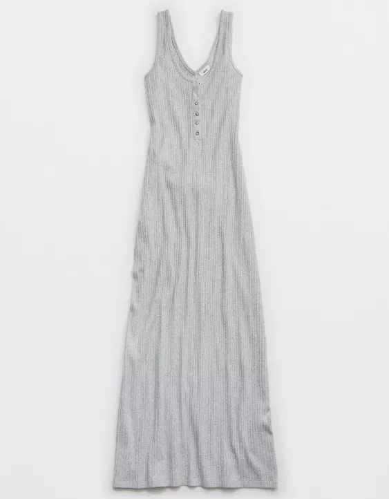 Aeo Aerie Double V Henley Bodycon Maxi Dress