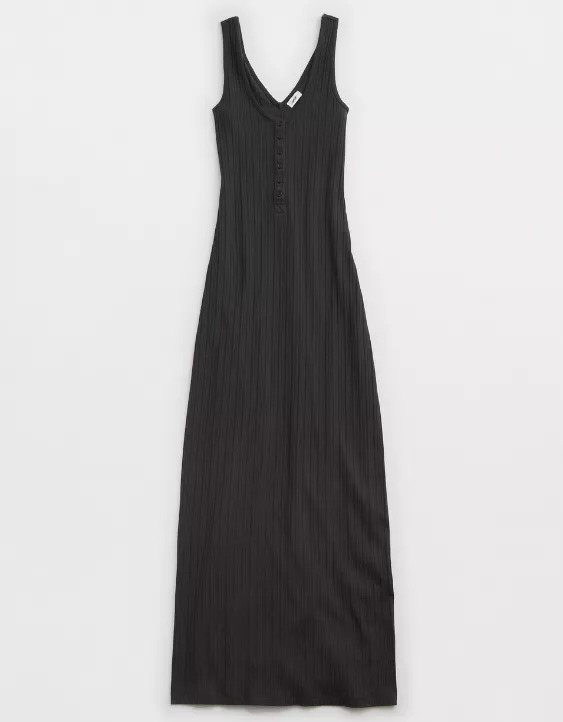 Aeo Aerie Double V Henley Bodycon Maxi Dress