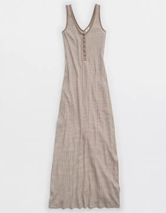 Aeo Aerie Double V Henley Bodycon Maxi Dress