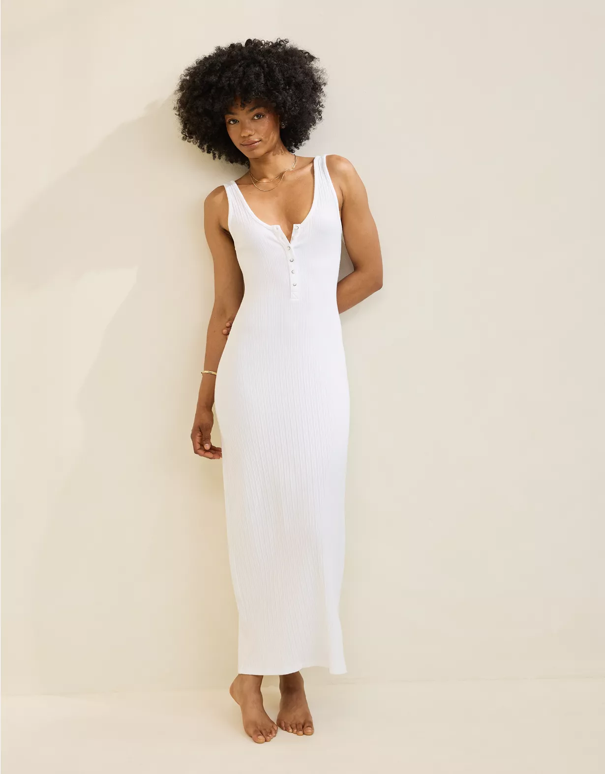 aeo Aerie Double V Henley Bodycon Maxi Dress
