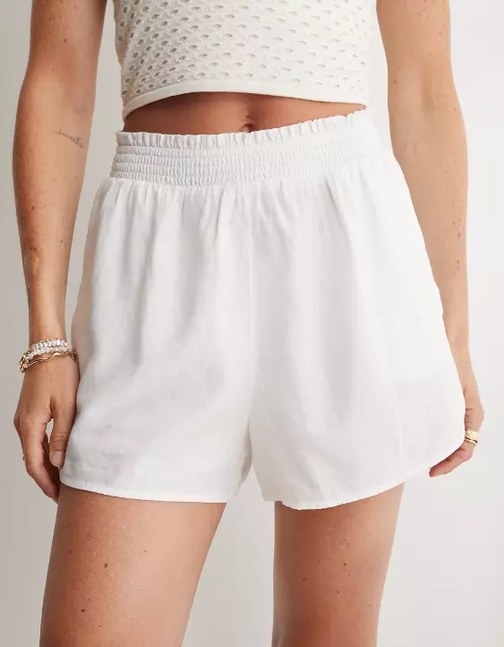 Aeo Aerie Linen Blend High Waisted Short