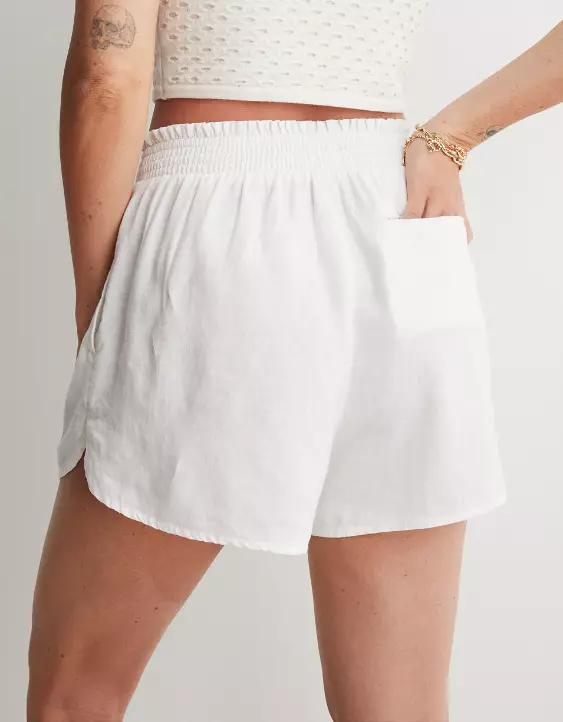Aeo Aerie Linen Blend High Waisted Short
