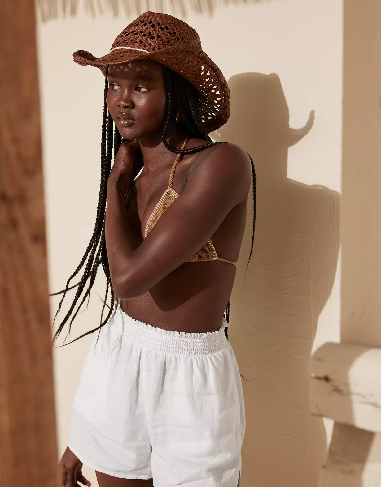 aeo Aerie Linen Blend High Waisted Short