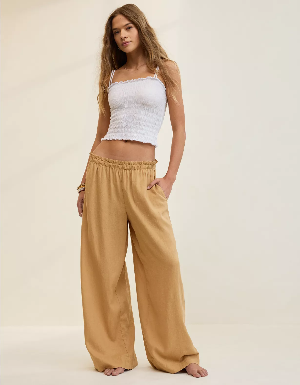 aeo Aerie Linen Blend Trouser