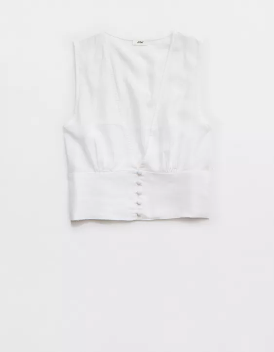 Aeo Aerie Linen Blend Vest