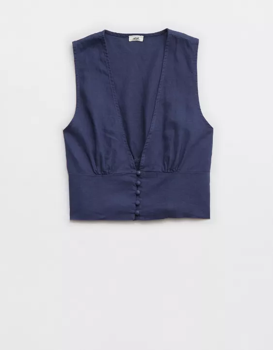 Aeo Aerie Linen Blend Vest