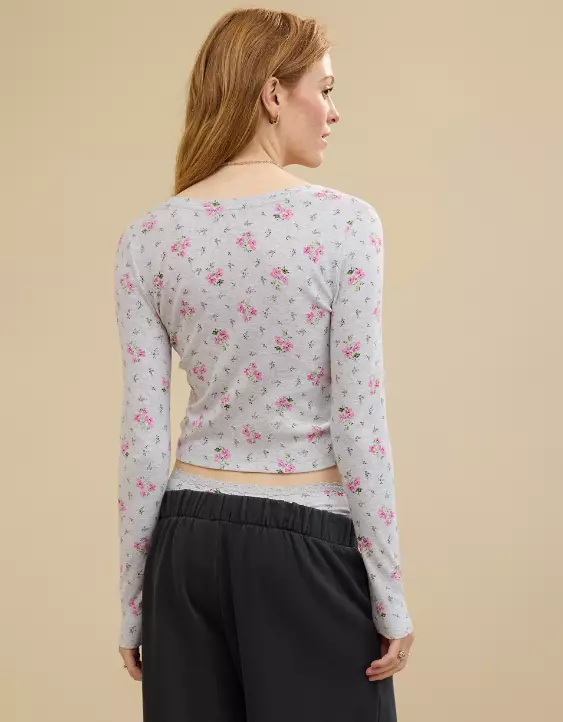 Aeo Aerie Long Sleeve Tie Front Cardigan