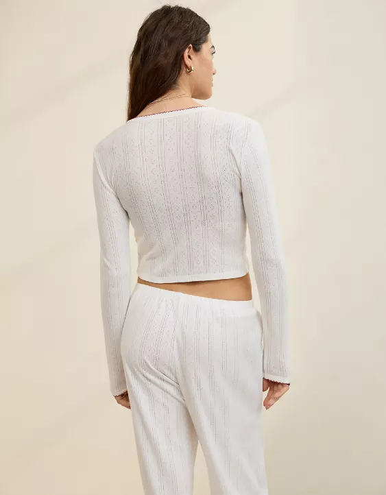 Aeo Aerie Off-Duty Pointelle Cardigan