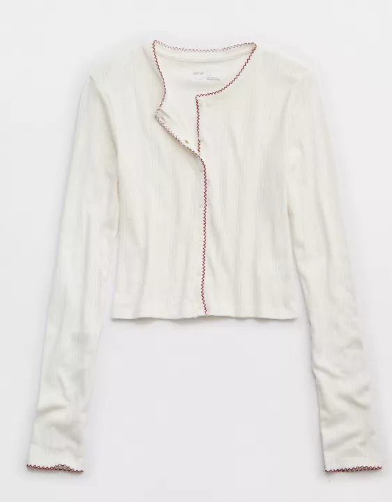 Aeo Aerie Off-Duty Pointelle Cardigan