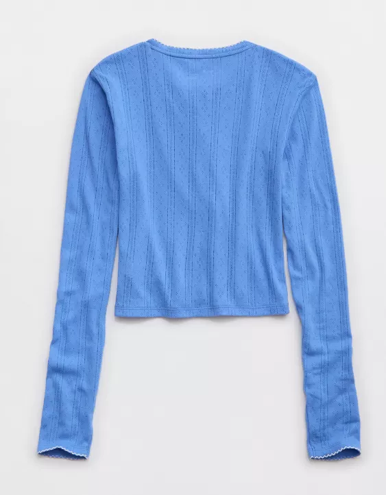 Aeo Aerie Off-Duty Pointelle Cardigan