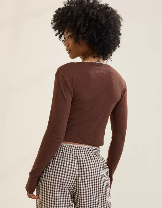 Aeo Aerie Off-Duty Pointelle Cardigan