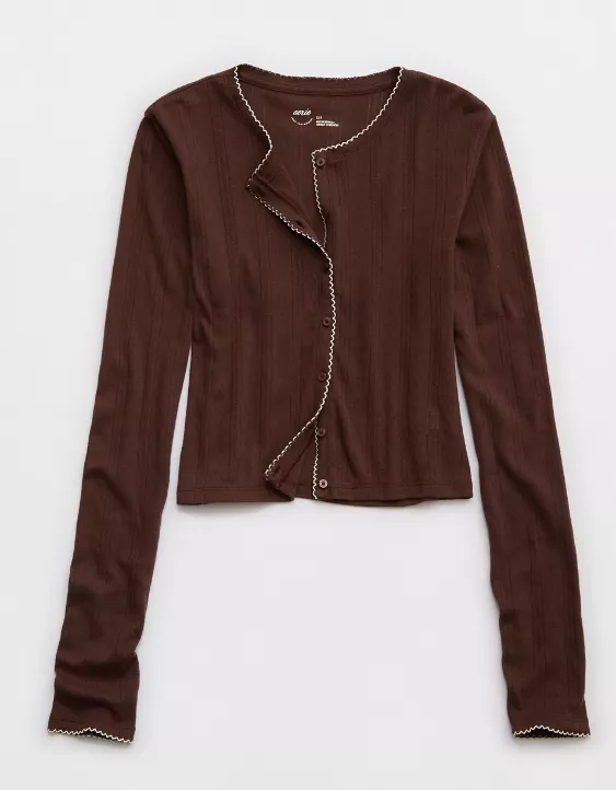 Aeo Aerie Off-Duty Pointelle Cardigan