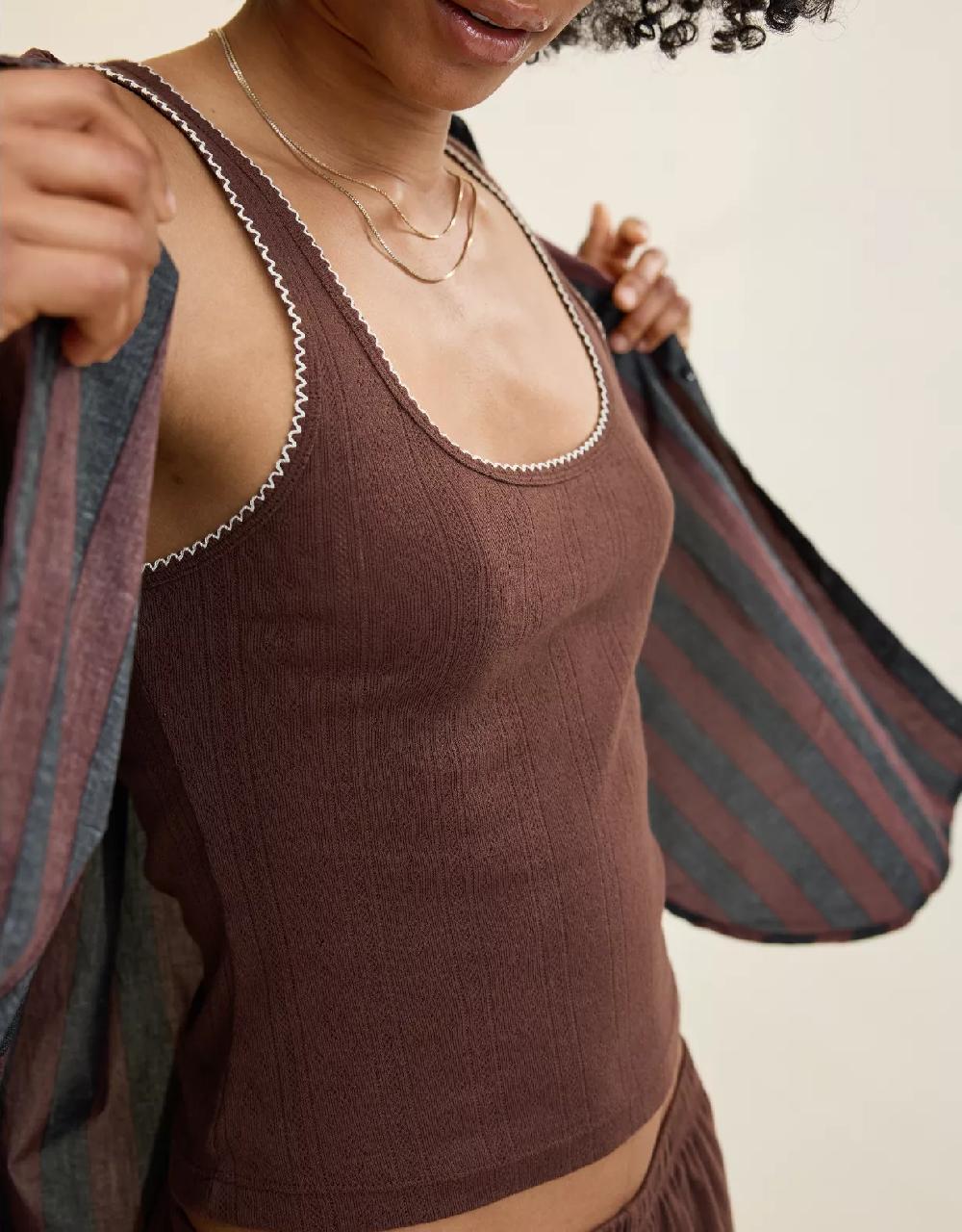 aeo Aerie Off-Duty Pointelle Tank Top