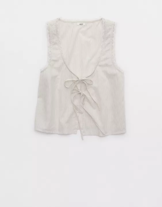 Aeo Aerie Off-Duty Poplin Tie Front Tank Top