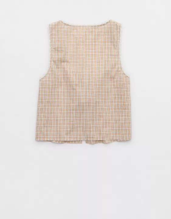 Aeo Aerie Off-Duty Poplin Tie Front Tank Top