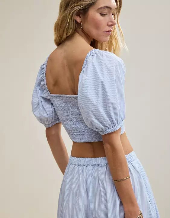 Aeo Aerie Puff Sleeve Square Neck Top