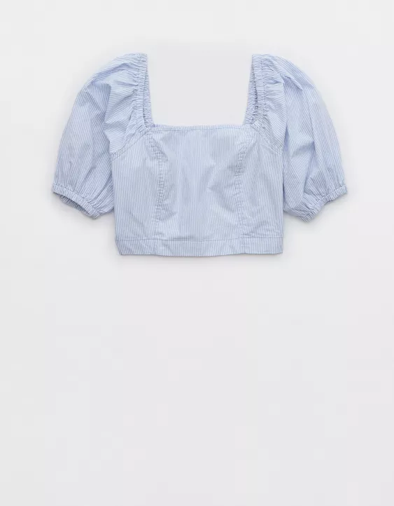 Aeo Aerie Puff Sleeve Square Neck Top