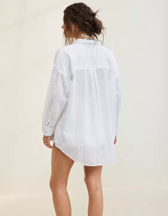 Aeo Aerie Seersucker Coverup Shirt