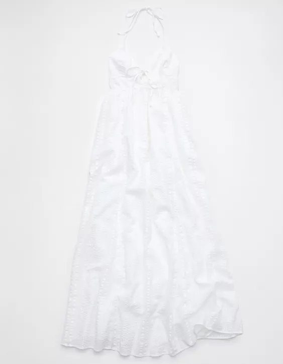 Aeo Aerie Seersucker Halter Maxi Dress