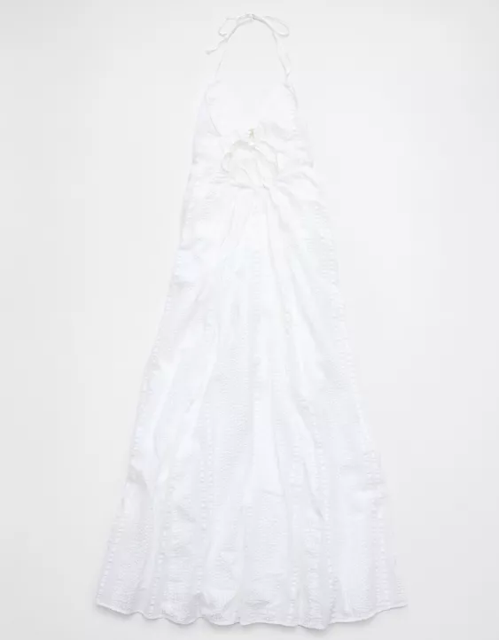 Aeo Aerie Seersucker Halter Maxi Dress