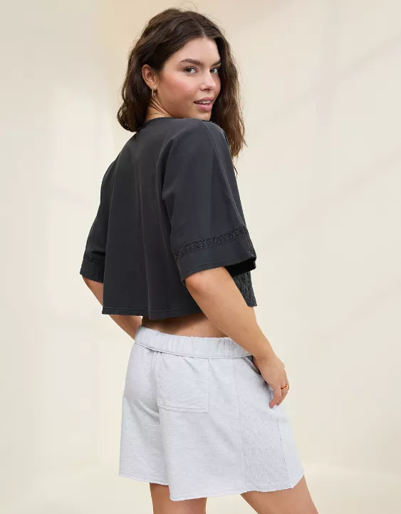 Aeo Aerie Short Sleeve Crochet Cardigan