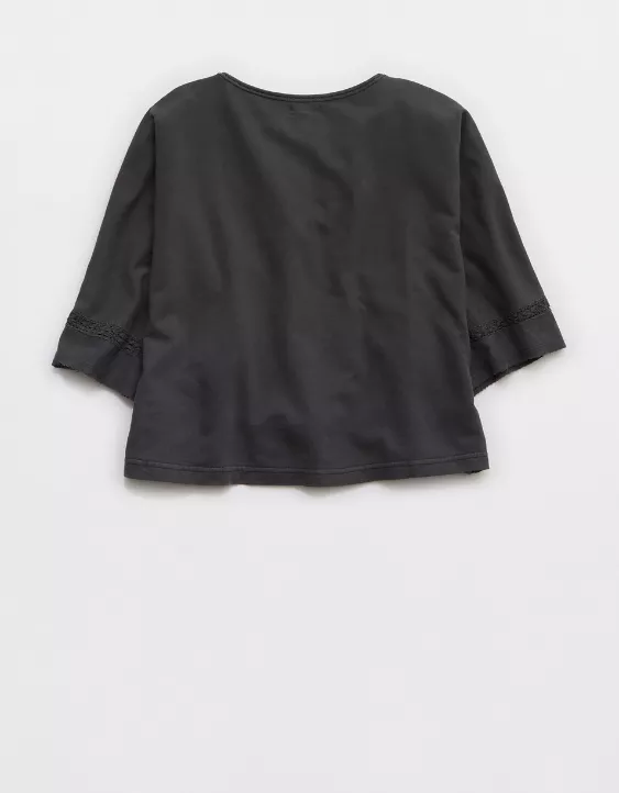 Aeo Aerie Short Sleeve Crochet Cardigan