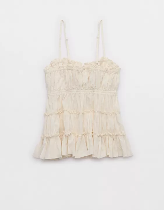 Aeo Aerie Tie Front Tiered Tank Top