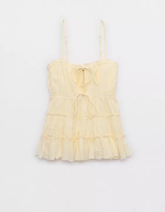Aeo Aerie Tie Front Tiered Tank Top