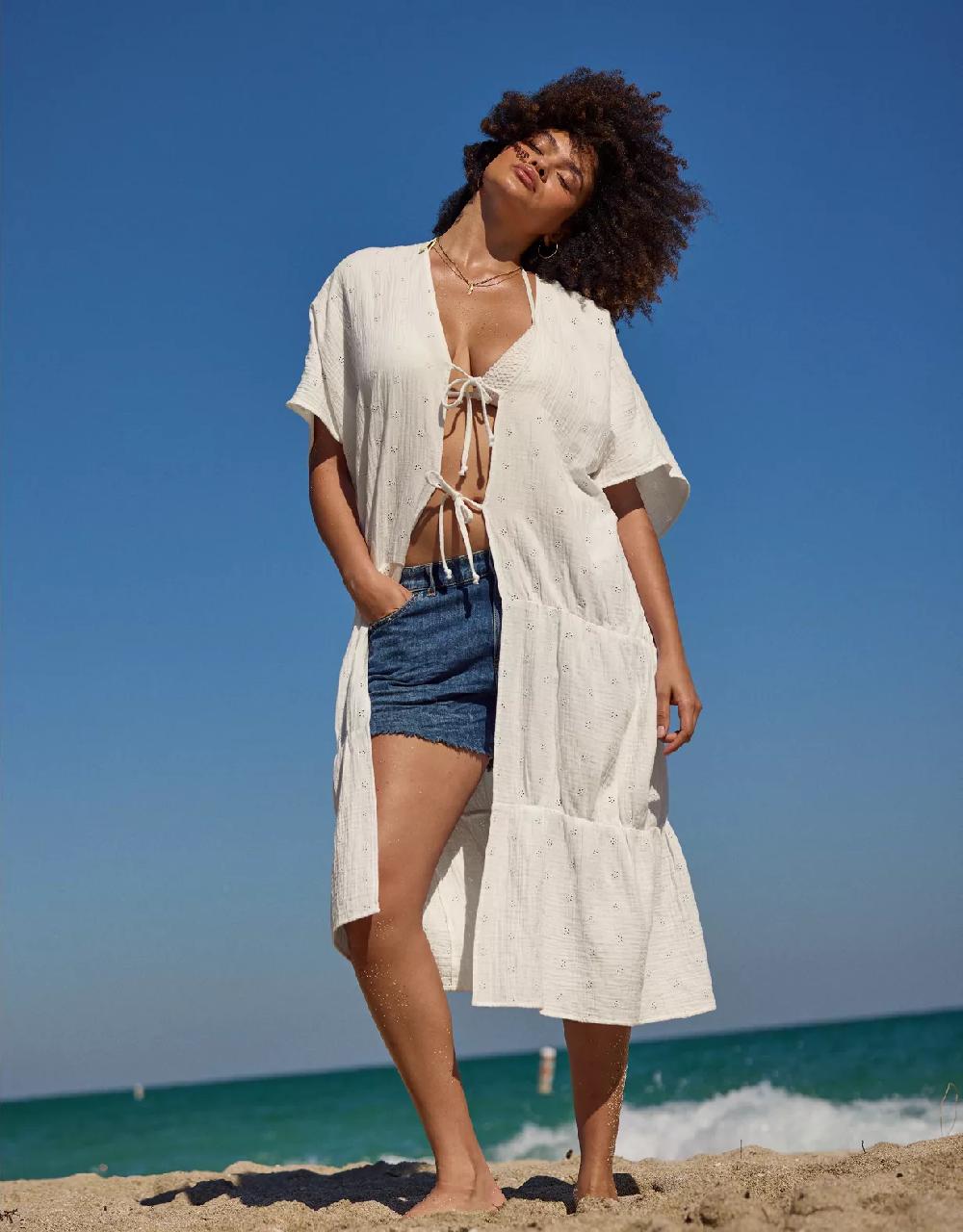 Aeo Aerie Tiered Ruffle Maxi Cape