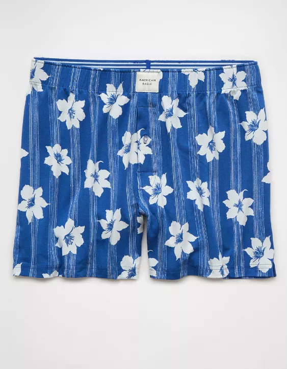 Aeo AEO Men's Floral Slim Knit Ultra Soft Boxer Short