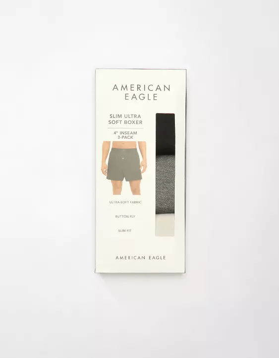 Aeo AEO Men's Slim Knit Ultra Soft Boxer Short 3-Pack