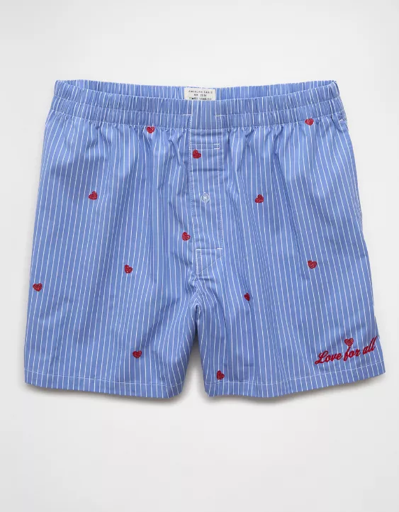 Aeo AEO Men's Striped Hearts Poplin Pocket Boxer Short