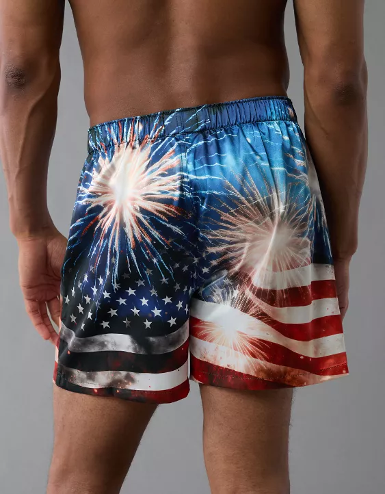 Aeo AEO Men's USA Fireworks Satin Pocket Boxer Short