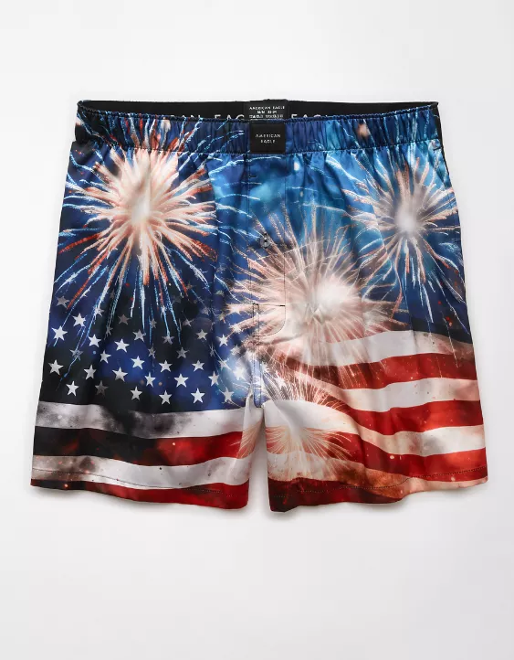 Aeo AEO Men's USA Fireworks Satin Pocket Boxer Short