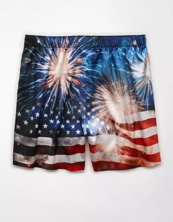 Aeo AEO Men's USA Fireworks Satin Pocket Boxer Short