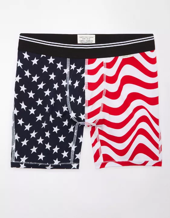 Aeo AEO Men's USA Stars & Stripes 6" Ultra Soft Boxer Brief