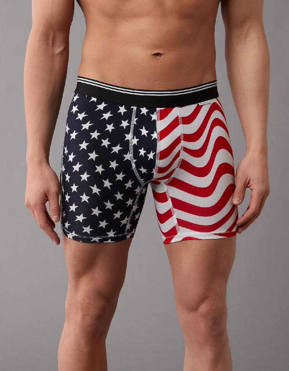 aeo AEO Men's USA Stars & Stripes 6" Ultra Soft Boxer Brief