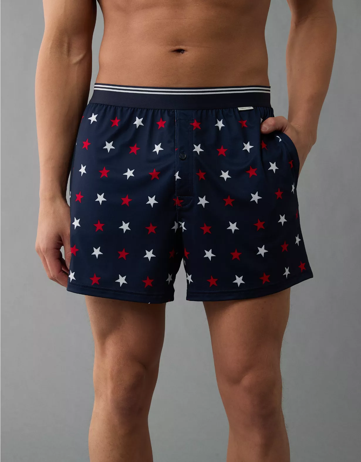 aeo AEO Men's USA Stars & Stripes Ultra Soft Pocket Boxer Short