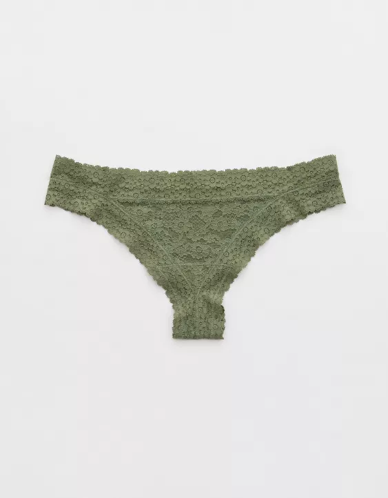 Aeo Show Off Vintage Lace Trim Thong Underwear